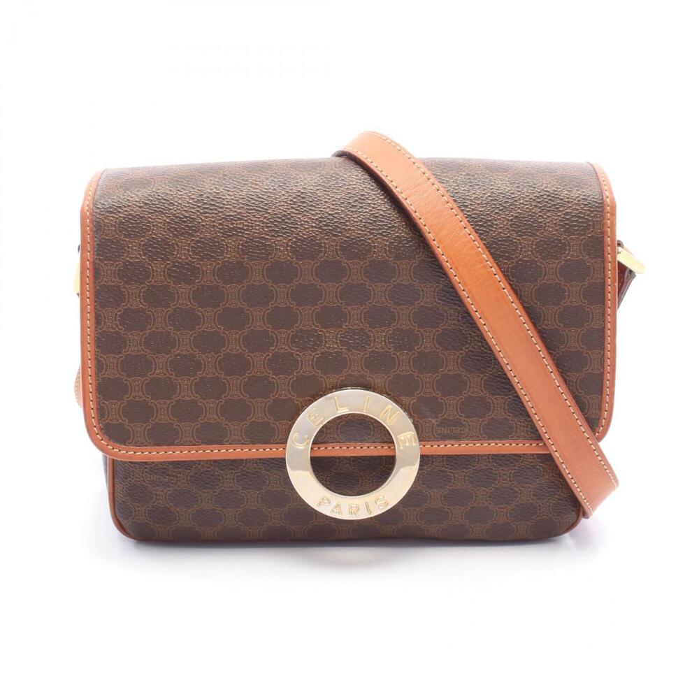 Celine Macadam Shoulder Bag/Handbag, Coated Canvas and Leather, Women's, Brown